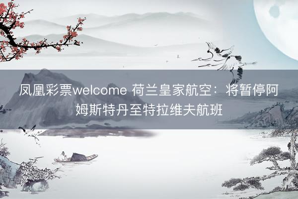 凤凰彩票welcome 荷兰皇家航空：将暂停阿姆斯特丹至特拉维夫航班